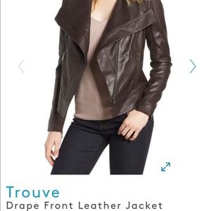 TROUVE Drape Front Leather Jacket